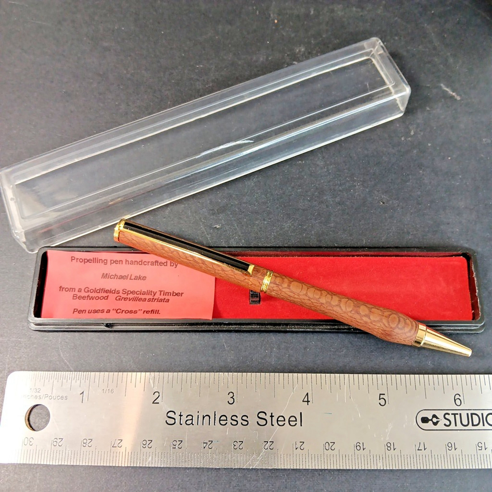Michael Lake Wood Pen Handcrafted Beefwood Grevilleastriata Needs Cross Refill